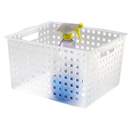 0885531528755 - INTERDESIGN HOUSEHOLD STORAGE BASKET, FOR CLOSET OFFICE, GARAGE, BATHROOM AND MORE - 14.2 X 11.2 X 8.5, FROST