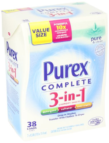 8855460762980 - DIAL 1469896 PUREX COMPLETE 3-IN-1 PURE AND CLEAN LAUNDRY SHEET REFILL, 38 COUNT (PACK OF 5)