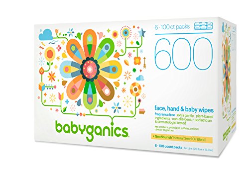 0885548107158 - BABYGANICS FACE, HAND & BABY WIPES, FRAGRANCE FREE, 600 COUNT (CONTAINS SIX 100-COUNT PACKS), PACKAGING MAY VARY