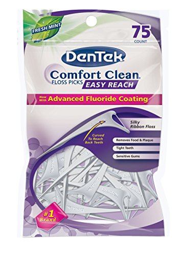 0885564376675 - COMFORT CLEAN® BACK TEETH FLOSS PICKS 75-COUNT (PACK OF 6)