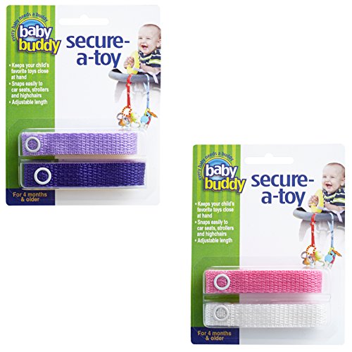 0885568761842 - BABY BUDDY 4 COUNT SECURE-A-TOY TOY STRAPS, PURPLE/LILAC/PINK/WHITE
