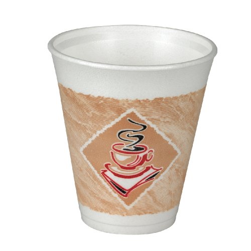 8855777474798 - DART 20X16G FOAM HOT/COLD CUPS, 20 OZ., CAFÉ G DESIGN, WHITE/BROWN WITH RED ACCENTS