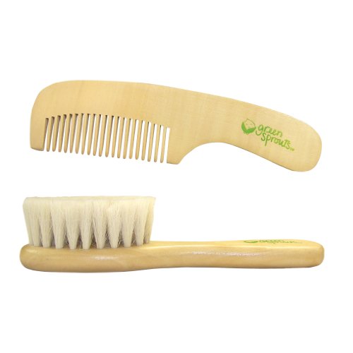 0885585704303 - GREEN SPROUTS WOODEN BRUSH AND COMB SET, NATURAL
