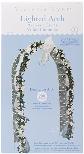 0885601092612 - DARICE 5209-06 DECORATIVE 8-FOOT-TALL WHITE WEDDING ARCH WITH 200 NETTING LIGHTS