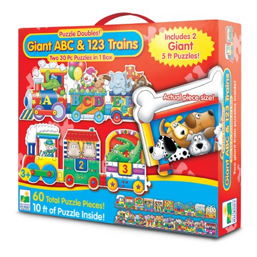 0885610335793 - THE LEARNING JOURNEY PUZZLE DOUBLES GIANT ABC & 123 TRAIN FLOOR PUZZLE