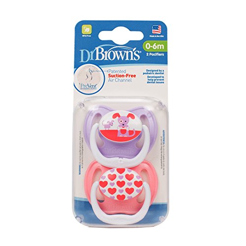 0885616832487 - DR. BROWN'S PREVENT DESIGN PACIFIER, GIRLS, STAGE 1, 0-6 MONTHS