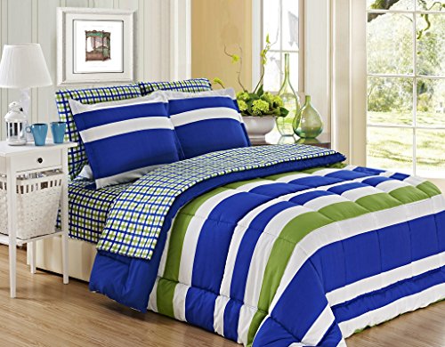 0885627011116 - U.S POLO ASSOCIATION 7-PIECE BED IN A BAG - QUEEN (BLUE/GREEN)