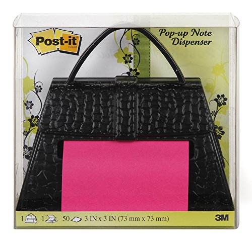0885629221360 - POST-IT POP-UP NOTES DISPENSER FOR 3 X 3-INCH NOTES, BLACK PURSE, INCLUDES GREEN AND PINK POST ITS