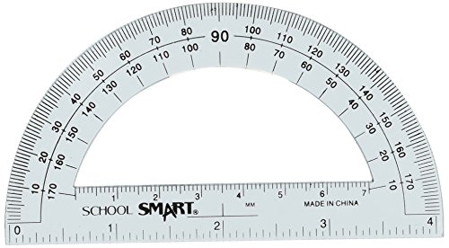 0885634003999 - SCHOOL SMART PLASTIC 180 DEGREE PROTRACTOR WITH 4 INCH RULER, CLEAR, PACK OF 12