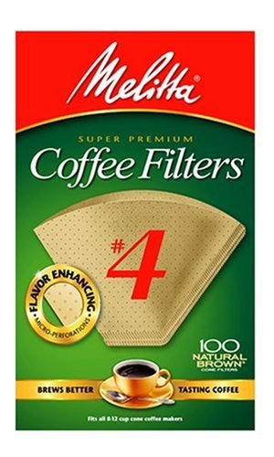 0885643681492 - MELITTA CONE COFFEE FILTERS NATURAL BROWN #4 100 COUNT