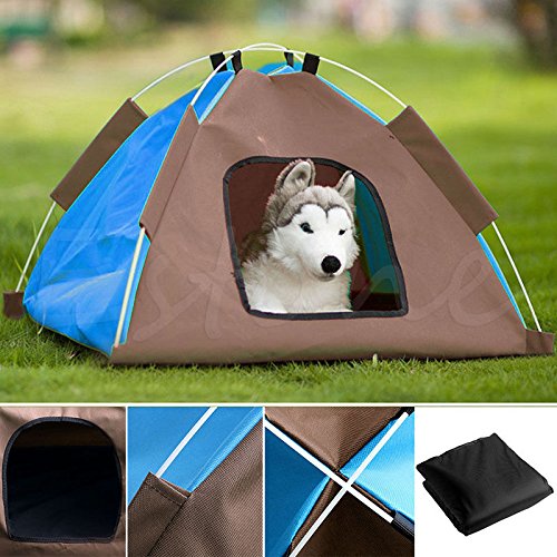 8856522277145 - DOG CAT CAMPING GEAR SET WITH PET TENT AND OUTDOOR BED MEDIUM FOLDABLE DOGHOUSE
