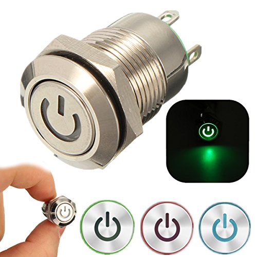 8856631731781 - PUSH BUTTON SWITCH - 12V 2A 9.5MM WATERPROOF LED METAL CAP POWER MOMENTARY PUSH BUTTON SWITCH CAR DIY MODIFIED