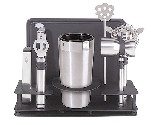 0885670004639 - OGGI PRO STAINLESS-STEEL 10-PIECE COCKTAIL SHAKER AND BAR TOOL SET
