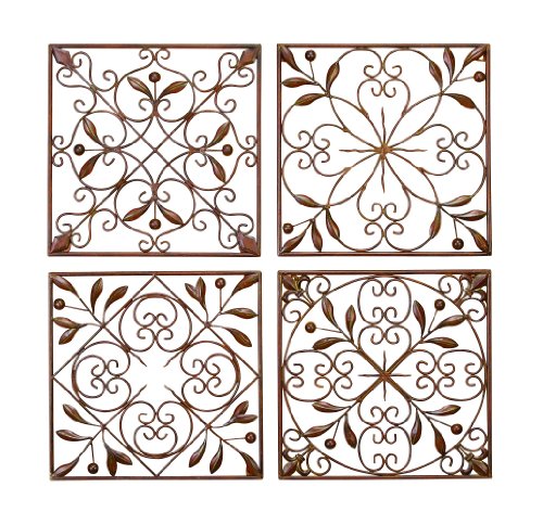0885673093494 - DECO 79 METAL WALL DECOR (SET OF 4), 14 BY 14