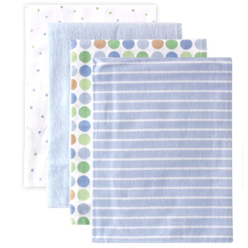 0885682415737 - LUVABLE FRIENDS FLANNEL RECEIVING BLANKETS, BLUE, 4 COUNT
