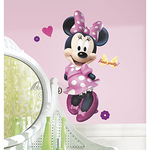 0885684170122 - ROOMMATES RMK2008GM MICKEY AND FRIENDS MINNIE BOW-TIQUE PEEL AND STICK GIANT WALL DECAL