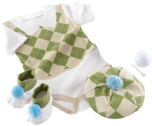 0885694292685 - BABY ASPEN THREE PIECE LAYETTE SET IN GOLF CART PACKAGE, GREEN/WHITE, 0-6 MOS.