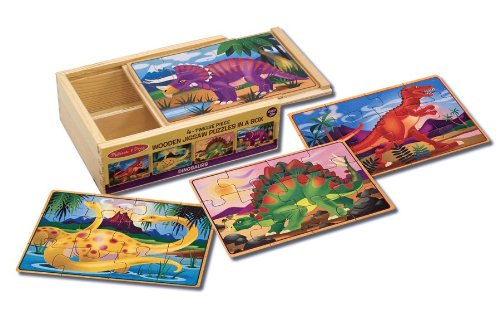 8857013818670 - MELISSA & DOUG WOODEN JIGSAW PUZZLES IN A BOX - DINOSAUR