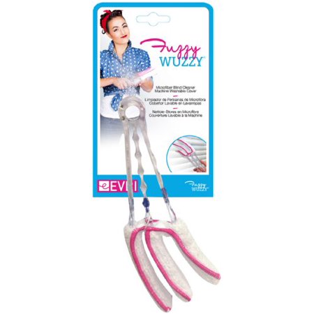 0885723339558 - EVRIHOLDER MBC FUZZY WUZZY MICROFIBER BLIND CLEANER, WHITE AND PINK