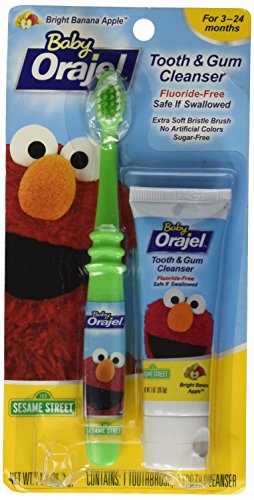 0885733061968 - ORAJEL BABY ELMO TOOTH AND GUM CLEANSER WITH TOOTHBRUSH, APPLE BANANA, 1.0 OZ