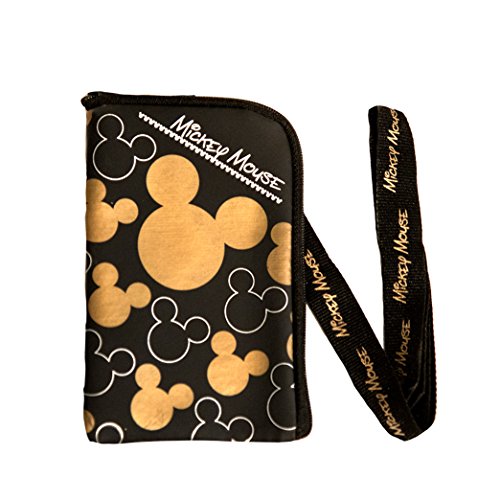 0885761559215 - DISNEY MICKEY MOUSE BLACK GOLD LANYARD WITH CELL PHONE CASE OR COIN PURSE (1 LANYARD)