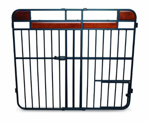 0885777427713 - CARLSON PET PRODUCTS DESIGN STUDIO EXTRA TALL METAL WOOD EXPANDABLE PET GATE