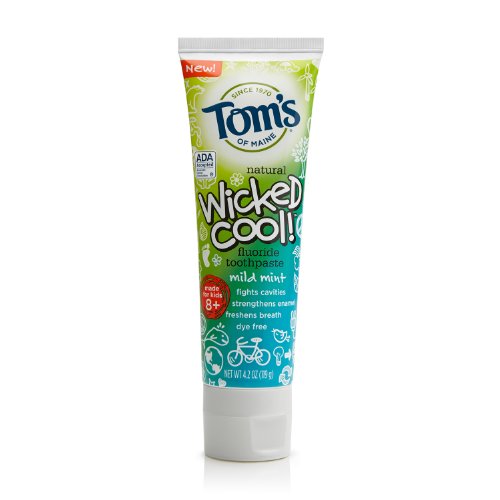 0885781081208 - TOM'S OF MAINE NATURAL WICKED COOL! FLUORIDE TOOTHPASTE, MILD MINT, 4.2 OUNCE