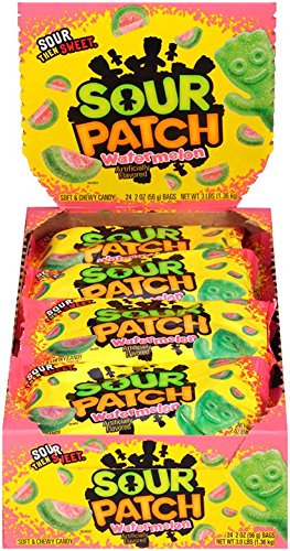 0885782019750 - SOUR PATCH SOFT & CHEWY CANDY, WATERMELON, 2 OZ BAGS (PACK OF 24)