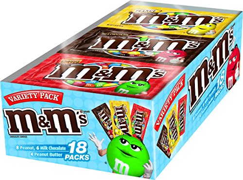 0885782071406 - M&M'S CHOCOLATE CANDY VARIETY PACK, SINGLES (18 COUNT)