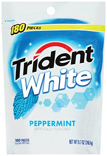 0885782171663 - TRIDENT WHITE PEPPERMINT BAG, 180-COUNT