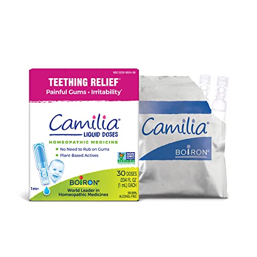 0885782583510 - BOIRON CAMILIA, BABY TEETHING RELIEF, 30 DOSES. TEETHING DROPS FOR PAINFUL GUMS, IRRITABILITY. BENZOCAINE AND PRESERVATIVE-FREE, STERILE SINGLE ORAL LIQUID DOSES, NATURAL ACTIVE INGREDIENT