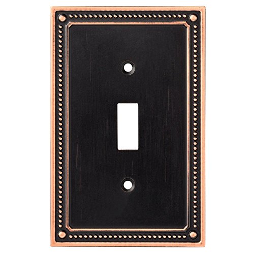 0885785819104 - FRANKLIN BRASS W35058-VBC-C CLASSIC BEADED SINGLE TOGGLE SWITCH WALL PLATE / SWITCH PLATE / COVER, BRONZE WITH COPPER HIGHLIGHTS