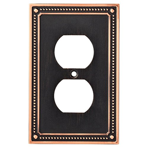 0885785819111 - FRANKLIN BRASS W35059-VBC-C CLASSIC BEADED SINGLE DUPLEX OUTLET WALL PLATE / SWITCH PLATE / COVER, BRONZE WITH COPPER HIGHLIGHTS
