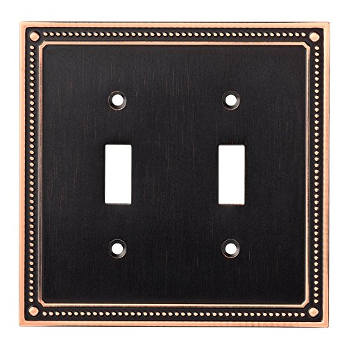 0885785819135 - FRANKLIN BRASS W35061-VBC-C CLASSIC BEADED DOUBLE TOGGLE SWITCH WALL PLATE / SWITCH PLATE / COVER, BRONZE WITH COPPER HIGHLIGHTS