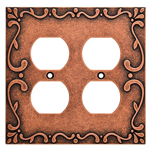 0885785819524 - FRANKLIN BRASS W35076-CPS-C CLASSIC LACE DOUBLE DUPLEX WALL PLATE/SWITCH PLATE/COVER, SPONGED COPPER