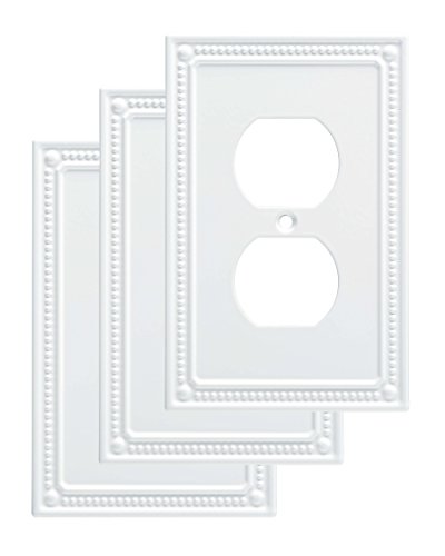 0885785821596 - FRANKLIN BRASS W35059V-PW-C CLASSIC BEADED SINGLE DUPLEX WALL PLATE/SWITCH PLATE/COVER (3 PACK), WHITE