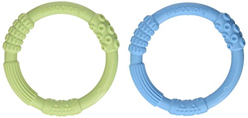 0885828864528 - LIFEFACTORY MULTI SENSORY SILICONE TEETHER, SKY/SPRING GREEN, 2 COUNT