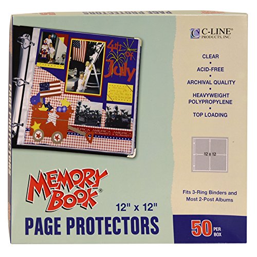 0885829821773 - C-LINE MEMORY BOOK 12 X 12 INCH SCRAPBOOK PAGE PROTECTORS, CLEAR POLY, TOP LOAD, 50 PAGES PER BOX