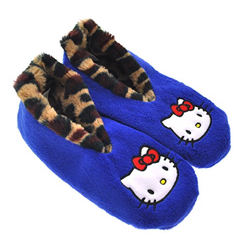 0885851493771 - HELLO KITTY BLUE COZY SLIPPER SOCKS WITH FLAT EMBROIDERED APPLIQUE #ZCH2742_S