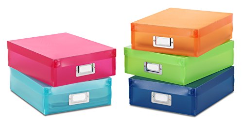 0885862646135 - WHITMOR 6754-491-5 PLASTIC DOCUMENT BOXES SET OF 5 ASSORTED COLORS