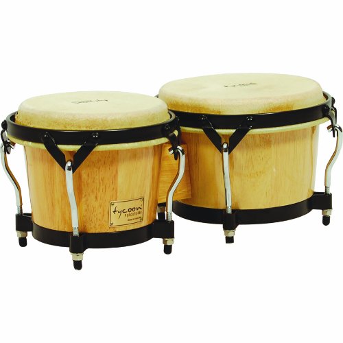 8858681929804 - TYCOON PERCUSSION 7 INCH & 8 1/2 INCH SUPREMO SERIES BONGOS - NATURAL FINISH