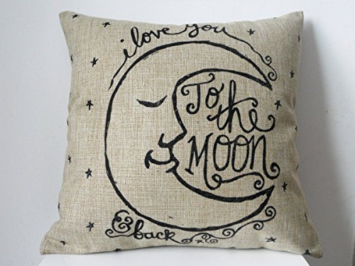 8858736247853 - GENERIC I LOVE YOU TO THE MOON AND BACK COTTON THROW PILLOW CASE VINTAGE CUSHION COVER, 18  X 18 