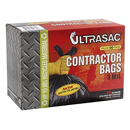 0885876056487 - ULTRASAC CONTRACTOR BAGS, VALUE 50 PACK, 42 GALLON, 2FT. 9 IN X 3 FT. 9.5 IN X 3 MIL