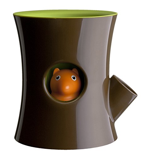 8858782106654 - QUALY LOG & SQUIRREL PLANT POT - BROWN/GREEN