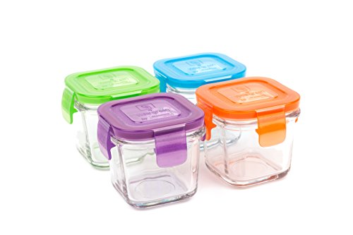 0885884928769 - WEAN GREEN WEAN CUBES 4OZ/120ML BABY FOOD GLASS CONTAINERS - MULTI COLOR (SET OF