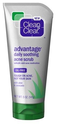 0885887263034 - CLEAN & CLEAR ADVANTAGE DAILY SOOTHING ACNE SCRUB OIL FREE ALOE & AVOCADO, 5 OZ (PACK OF 3)