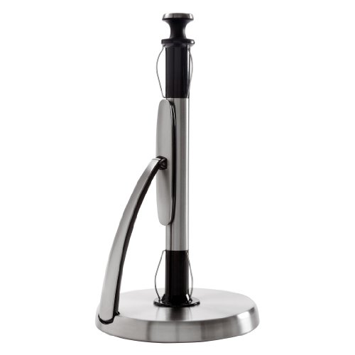 0885890508573 - OXO GOOD GRIPS SIMPLYTEAR STANDING PAPER TOWEL HOLDER, BRUSHED STAINLESS STEEL