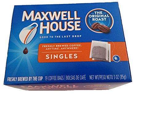 0885902027818 - MAXWELL HOUSE COFFEE SINGLES,ORIGINAL ROAST 19-COUNT SINGLE SERVE BAGS NET WT 3 OZ (PACK OF 4)