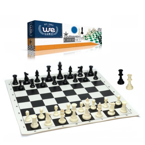 0885905699227 - BEST VALUE TOURNAMENT CHESS SET - FILLED CHESS PIECES AND BLACK ROLL-UP VINYL CHESS BOARD