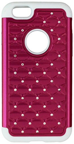 0885926178916 - DREAM WIRELESS IPHONE 6 HYBRID STUDDED DIAMOND CASE - RETAIL PACKAGING - WHITE/HOT PINK